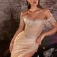 Embellished Off The Shoulder Gown by Cinderella Divine CD848 - Special Occasion/Curves