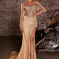 Embellished Off The Shoulder Gown by Cinderella Divine CD848 - Special Occasion/Curves