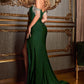 Satin Off The Shoulder Leg Slit Gown By Ladivine CD867 - Special Occasion/Curves