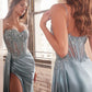 Embellished Satin Fitted Slit Gown By Ladivine CD868 - Women Evening Formal Gown - Special Occasion