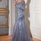 Beautiful Floral Print Beaded Mermaid Gown By Ladivine CDS438 - Women Evening Formal Gown - Special Occasion