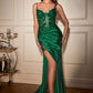 Lace Fitted Glitter Satin Mermaid Gown by Ladivine - CDS439 - Special Occasion