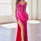 Lace Fitted Glitter Satin Mermaid Gown by Ladivine - CDS439 - Special Occasion