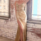 Lace Fitted Glitter Satin Mermaid Gown by Ladivine - CDS439 - Special Occasion