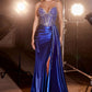 Fitted Satin Sweetheart Neckline Leg Slit Gown By Ladivine CDS440 - Special Occasion