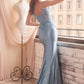 Fitted Glitter & Lace Stretch Satin Gown by Ladivine CDS450 - Special Occasion