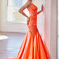 Satin Glitter & Lace Mermaid Gown by Cinderella Divine CDS470 - Special Occasion