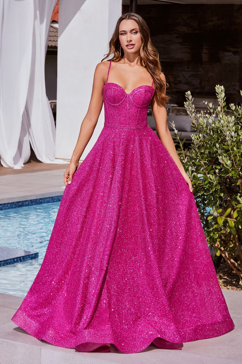 Glitter Thin Straps Sweetheart Neckline Gown by Cinderella Divine CDS483 - Special Occasion