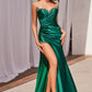 Strapless Sweetheart Neckline Leg Slit Gown by Cinderella Divine CDS487 - Special Occasion