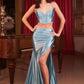 Two Piece Satin Fitted Gown by Cinderella Divine CDS493 - Special Occasion