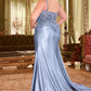 Fitted Satin Scoop Neckline Gown by Cinderella Divine CDS496C - Curves