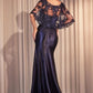 Satin Sheath Leg Slit Gown by Cinderella Divine CDS499 - Special Occasion/Curves