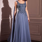 Chiffon Scoop Neckline A-Line Gown By Ladivine CDS509 - Women Evening Formal Gown - Special Occasion
