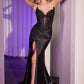 Satin Sweetheart Neckline Glitter Gown By Ladivine CDS521 - Women Evening Formal Gown - Special Occasion/Curves