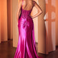 Satin Sweetheart Neckline Leg Slit Gown by Cinderella Divine CDS524 - Special Occasion