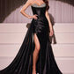 Satin Micro Crystal Strapless Gown by Cinderella Divine CDS526 - Special Occasion