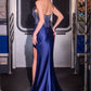 Strapless Beaded Bodice Leg Slit Gown By Ladivine CDS538 - Women Evening Formal Gown - Special Occasion