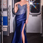 Strapless Beaded Bodice Leg Slit Gown By Ladivine CDS538 - Women Evening Formal Gown - Special Occasion