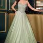Glitter Layered Tulle A-Line Gown by Cinderella Divine CDS541 - Special Occasion