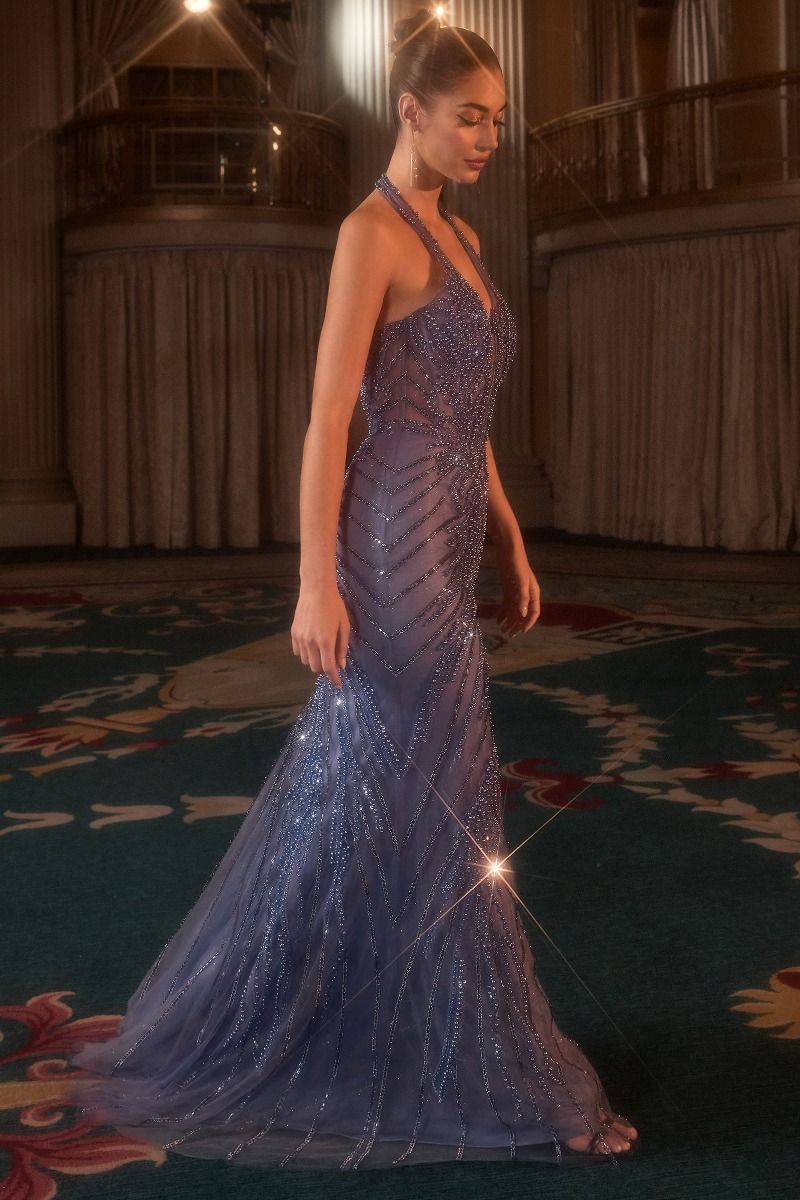 Halter Neckline Mermaid Gown By Ladivine CDS547 - Women Evening Formal Gown - Special Occasion