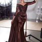 Off Shoulder Neckline Leg Slit Gown By Ladivine CDS549 - Women Evening Formal Gown - Special Occasion/Curves