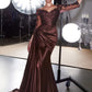 Off Shoulder Neckline Leg Slit Gown By Ladivine CDS549 - Women Evening Formal Gown - Special Occasion/Curves