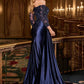 Off Shoulder Neckline Leg Slit Gown By Ladivine CDS549 - Women Evening Formal Gown - Special Occasion/Curves