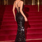 Sequin Plunging Neckline Gown By Ladivine CDS551 - Women Evening Formal Gown - Special Occasion