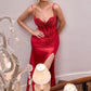 Illusion Corset Bodice Leg Slit Gown By Ladivine CDS559 - Women Evening Formal Gown - Special Occasion