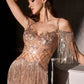 Off Shoulder Fringe Sleeves Gown By Ladivine CDS563 - Women Evening Formal Gown - Special Occasion