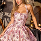 Floral Jacquard Halter Neck Short Dress By Ladivine CDS566 - Women Evening Formal Gown - Special Occasion