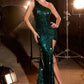 One Shoulder Sequin Gown By Ladivine CH077 - Women Evening Formal Gown - Special Occasion