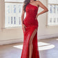 One Shoulder Sequin Gown By Ladivine CH077 - Women Evening Formal Gown - Special Occasion