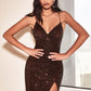 Spaghetti Strap Fitted Sequin Gown by Cinderella Divine CH225- Special Occasion