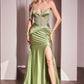 Strapless Plunging Neckline Leg Slit Gown by Cinderella Divine CM368 - Special Occasion