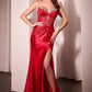 Strapless Plunging Neckline Leg Slit Gown by Cinderella Divine CM368 - Special Occasion