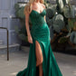 Strapless Stretch Taffeta Leg Slit Gown By Ladivine CM369 - Women Evening Formal Gown - Special Occasion