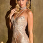 Halter-Inspired Neckline Sheath Gown By Ladivine CM391 - Women Evening Formal Gown - Special Occasion