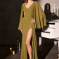 Soft Chiffon Draped V-Neckline Gown By Ladivine CM8248 - Women Evening Formal Gown - Special Occasion/Curves