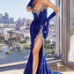 Strapless Sequin Sheath Leg Slit Gown by Cinderella Divine CP639 - Special Occasion