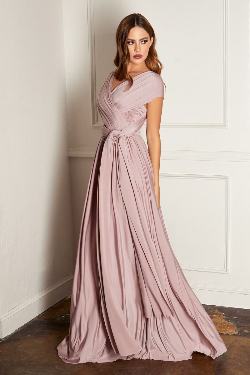 Crisscross V-Neckline A-Line Gown By Amoris CV01 - Women Evening Formal Gown - Special Occasion