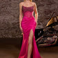 Strapless Beaded Sheer Corset Gown By Ladivine CW301 - Women Evening Formal Gown - Special Occasion