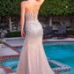 Crystal Spaghetti Straps Gown By Ladivine CZ2408 - Women Evening Formal Gown - Special Occasion