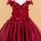 Butterfly 3D Flower V-Neckline Kids Mini Quince Dress by Elizabeth K - GK117