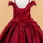 Butterfly 3D Flower V-Neckline Kids Mini Quince Dress by Elizabeth K - GK117