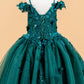Butterfly 3D Flower V-Neckline Kids Mini Quince Dress by Elizabeth K - GK117