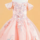 3D Flower Applique V-Neckline Kids Mini Quince Dress by Elizabeth K - GK120