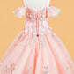 3D Flower Applique V-Neckline Kids Mini Quince Dress by Elizabeth K - GK120