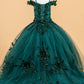 Embellished Boat Neckline Kids Mini Quince Dress by Elizabeth K - GK121