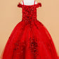 Embellished Boat Neckline Kids Mini Quince Dress by Elizabeth K - GK121